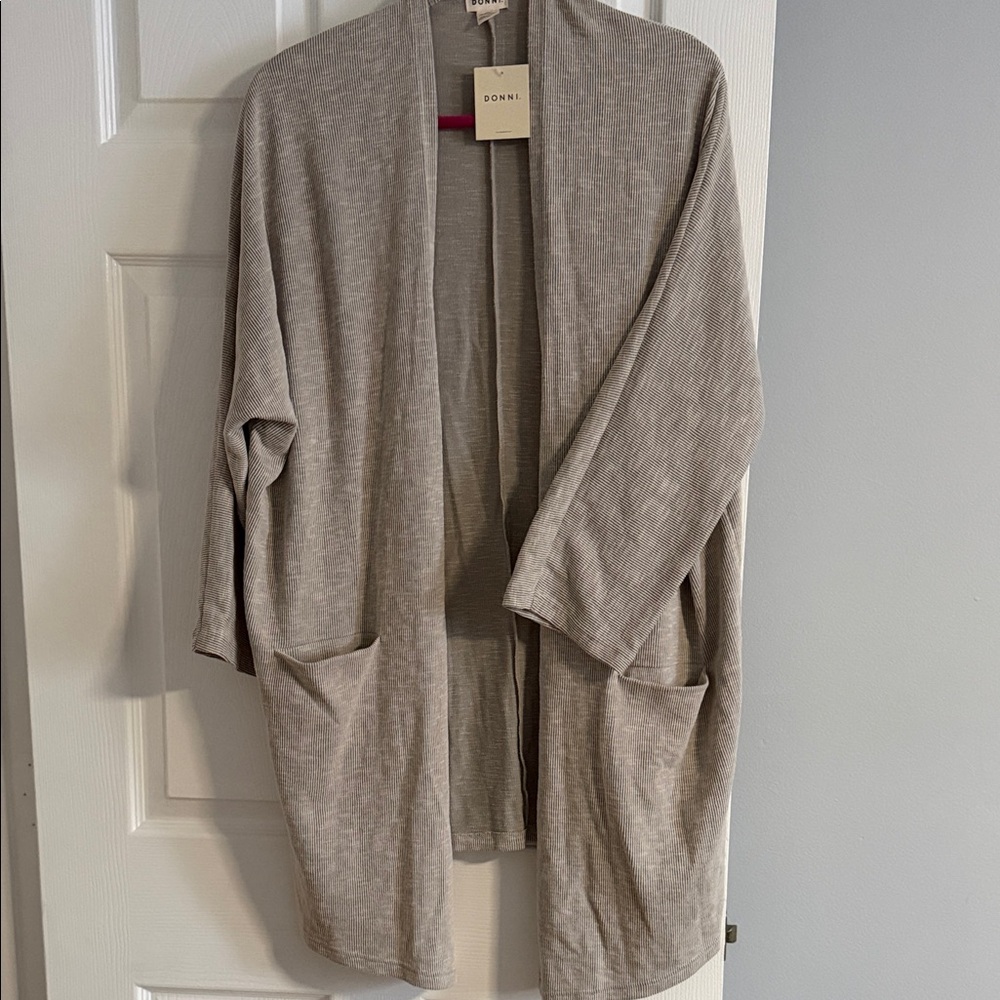 DONNI. Tan / Khaki sandwash cardigan BRAND NEW!!!  One Size Fits All